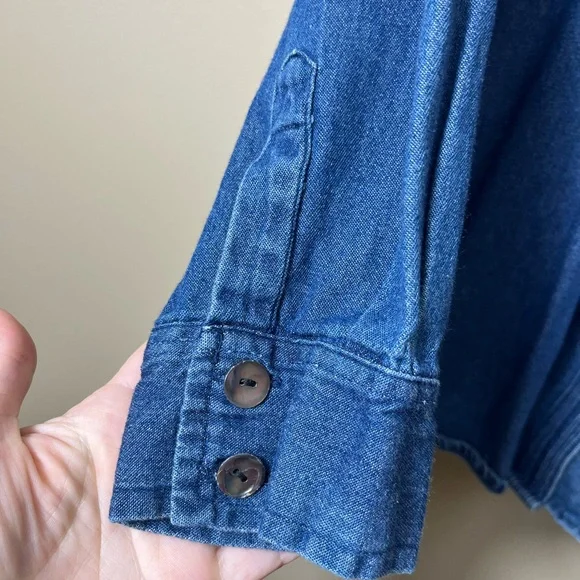 Vintage Blue Denim Cotton Button-Up Shirt Size XL Western‎ Equestrian Cowgirl - Picture 8 of 9
